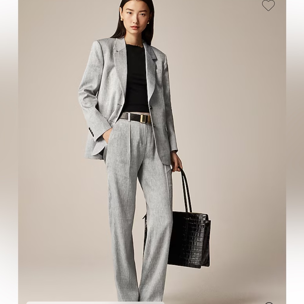 J. Crew Gray Women's Linen Suit Set (blazer and trousers)